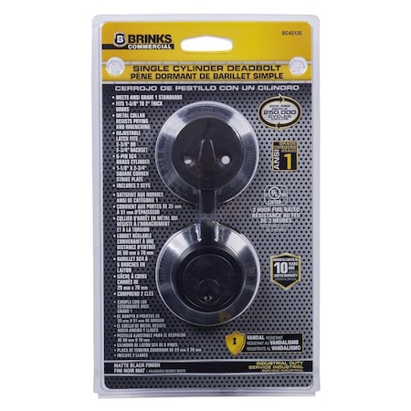 Brinks Commercial Brinks Commercial Matte Black Zinc Single Cylinder Deadbolt BC40130